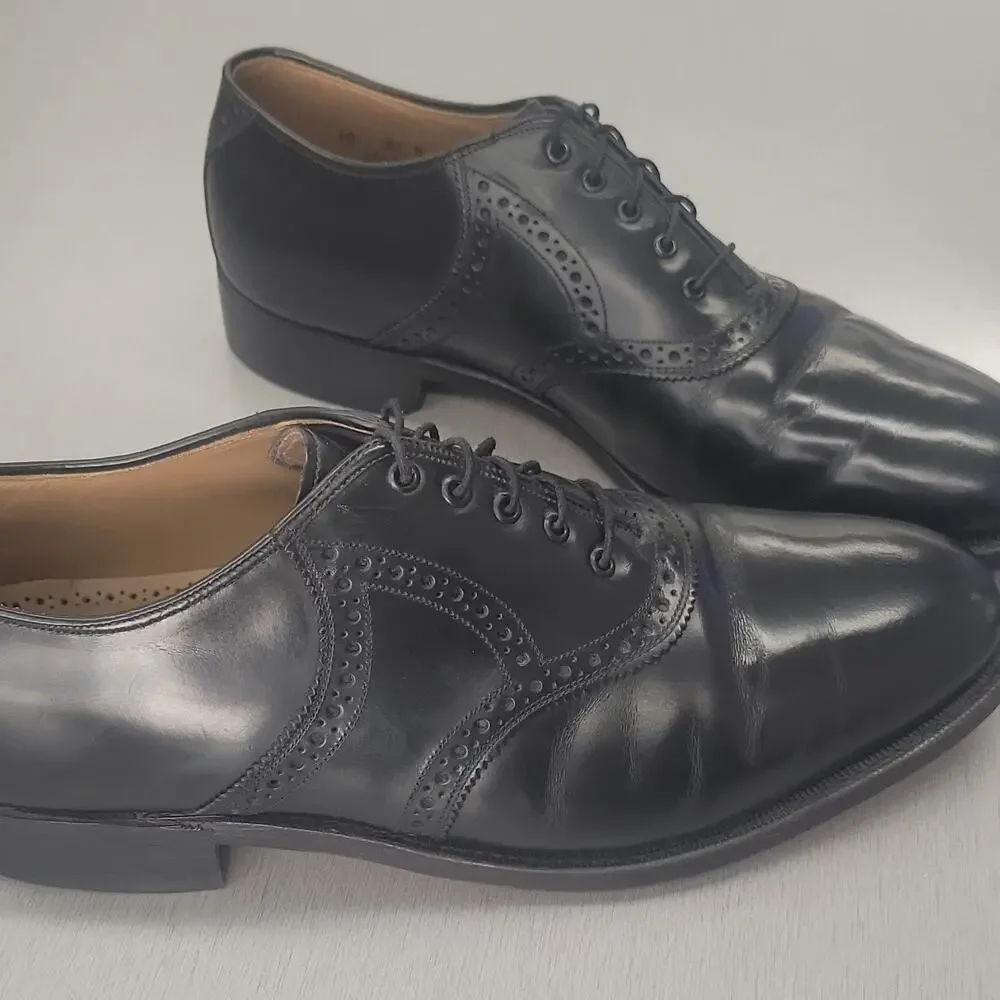 Johnston & Murphy Limited Black Leather Brogue Lace-Up Oxford Dress Shoes 10 D